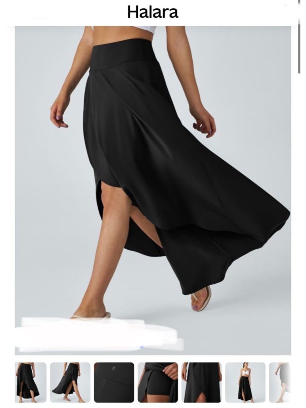 Halara Breezeful High Waisted High Low Ruffle 2-in-1 Flowy Quick Dry Skirt M